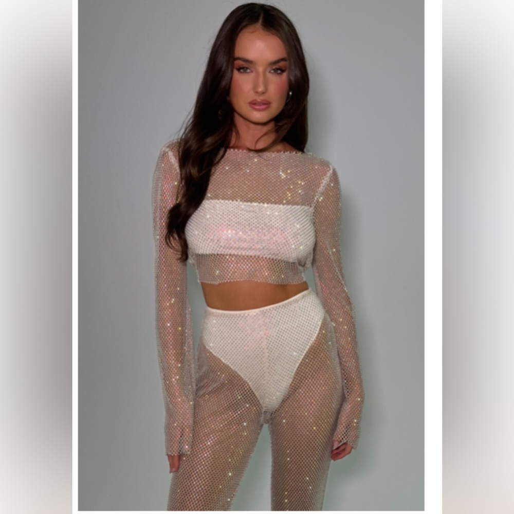 Meshki Hilton Diamonte Mesh Top + Bottom XS